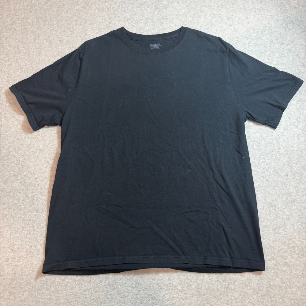 Jerzees Mens‎ XL Solid Black Crewneck Short Sleeve T-Shirt Blank Basic Tee
